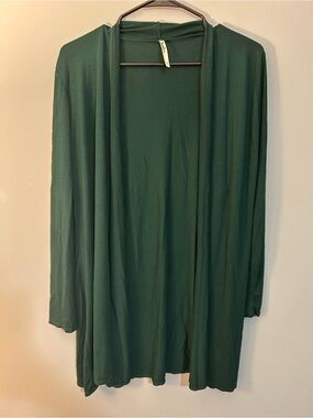 Azules Forest Green Open-Front Drape Cardigan